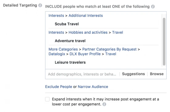Tour operators can target travelers who like adventure using facebook ads